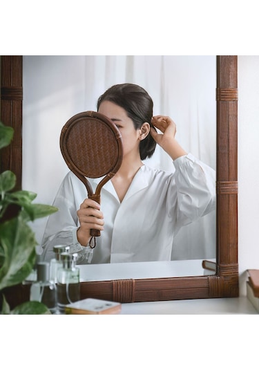 Duvar Aynası, Kahverengi, 47x62 Cm Açık Ceviz