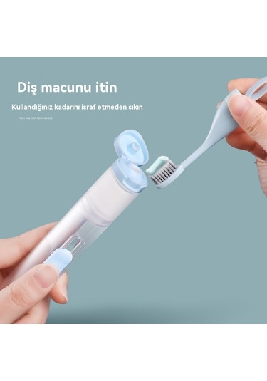 Diş Fırçası Ve Diş Macunu Entegre Katlanır Diş Fırçası-beyaz