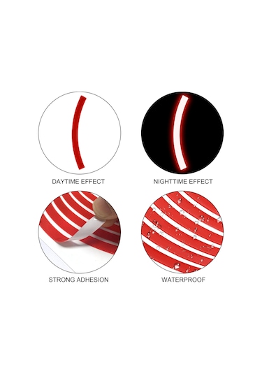 Green-10pcs Yapışkanlı Yansıtıcı Bant Bisiklet Güvenlik Uyarı Etiketi Bisiklet Reflektör Bant Şerit Bisiklet Scooter Jant Dekorasyon Çok Renkli