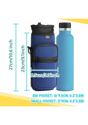Nuovoware Su Şişesi Taşıyıcı Çanta, 25 Oz/32 Oz Şişe Kese Tutucusu, Ayarlanabilir Omuz El Kayışı 2 Cep Askı Neopren Sleeve Spor Su Şişesi Aksesuarlar Yürüyüş İçin Kamp Büyük Koyu Mavi Yürüyüş İçin Koyu Mavi