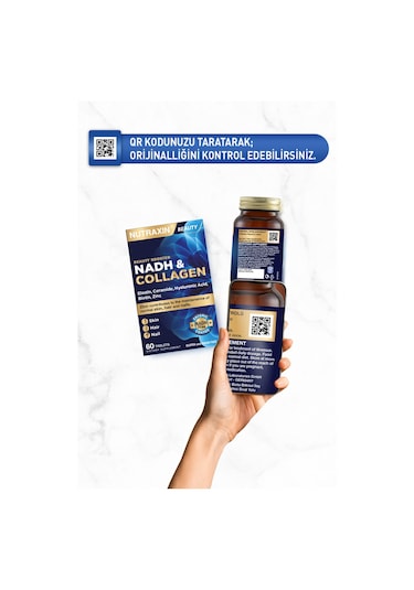 Nutraxin Nadh Collagen 60 Tablet Tip1 Tip3 Hyaluronik Asit, Elastin, Seramid, Resveratrol Glutatyon