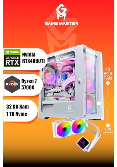 Gm Game Master Hydra 4060TI R7 5700X 23.8" Gaming Full Sistem Masaüstü Bilgisayar