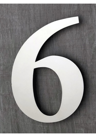 Kapı Numarası 15 Cm No 6,Kendinden Yapışkanlı Paslanmaz Çelik