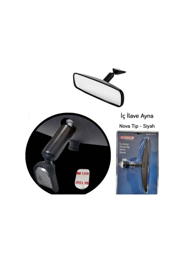 Carub İç Dikiz Ayna İlave 8mm Nova Tip Yapıştırma Üniversal 21x6,5cm Siyah