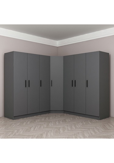 Minar Kale 7 Kapaklı 4 Ç Köşe Dolap Antrasit 210cm