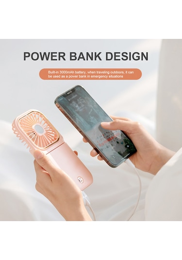 Ranyeek Kolaysağlanabilir Boyun Bağlı Usb Şarjlı Folding Fan - 3 Hızlı, 180 Ayar, Telefon Tutucu Ve Power Bank Özellikli Taşınabilir Soğutucu
