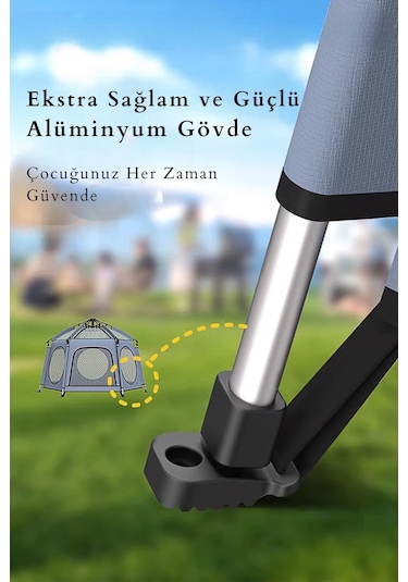 Kiwi Safari Çocuk-bebek Oyun Parkı Çadırı +50 Uv Korumalı,kolay Kurulum,alüminyum Sağlam Gövde - Latte