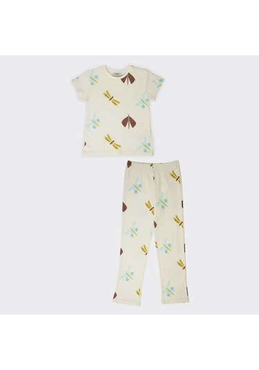 Kız Çocuk Desenli Pijama Takımı Bej 2411gk39003-4525 001