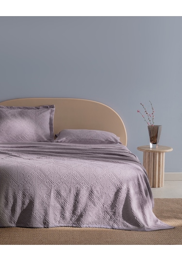 Madame Coco Marjolaina Çift Kişilik %100 Pamuk Yatak Örtüsü - Açık Mürdüm Çok Renkli