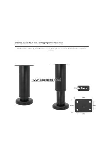 Tenfowee Ayarlanabilir Yükseklikli Güçlü Mobilya Ayakları - 12-18cm Geniş Taban, Siyah 4'lü Set