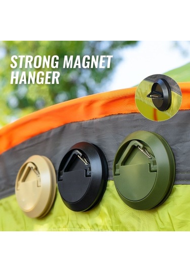 Monyee Kampanya Dış Mekan Manyetik Kanca - Çadır Feneri Sabitleyici, Araç Asma Kancası, Delme Gerektirmeyen, Siyah Siyah