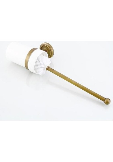 Vintage Antik Bakır Tuvalet Fırçası Set Duvara Monte Klozet Temizleyici Banyo Ev Otel Için Temizleyici Fırça Kiti Tuvalet Fırçası Tutucular Altın - Krom