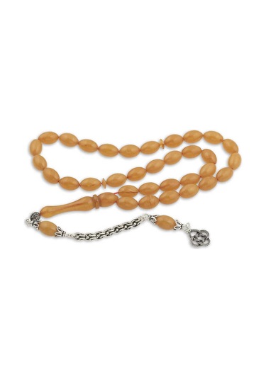 Gümüş Püskül Arpa Sıkma Kehribar Tesbih