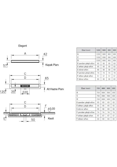 VitrA V-Flow Elegant Duş Kanalı 60 cm Parlak Krom 59980238000