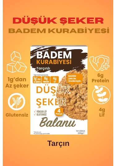Balanu Düşük Şekerli Tarçınlı Badem Kurabiyesi 200gr X3 Adet