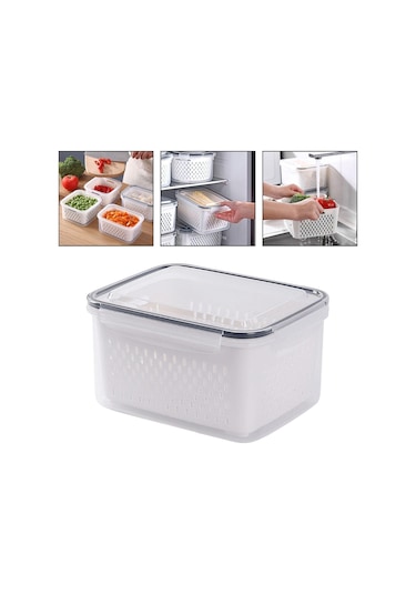 Suntek Magideal Buzdolabı Süzgeçli Saklama Kabı Beyaz