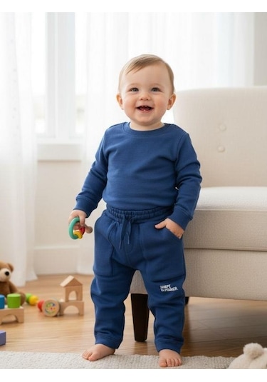 Zekids Erkek Çocuk Cepli Jogger Eşofman Alt-16386 Mavi
