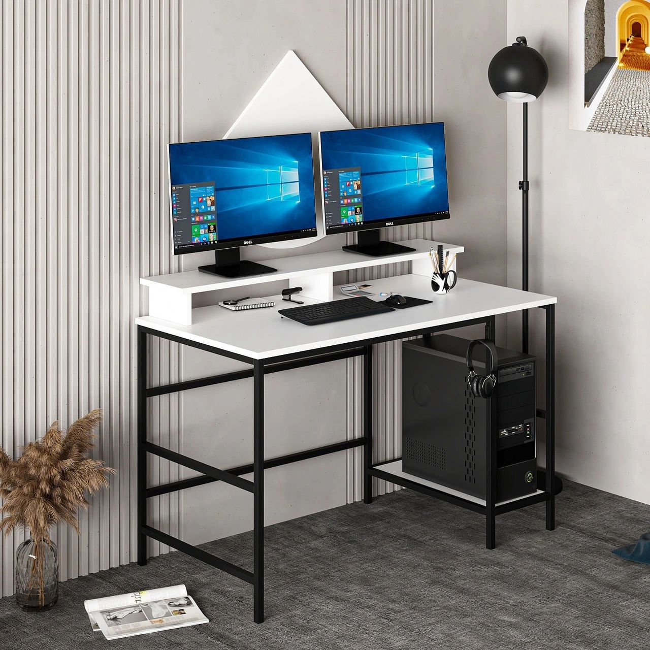 Minar Greta Çalışma Masası Modül2 - Beyaz Beyaz