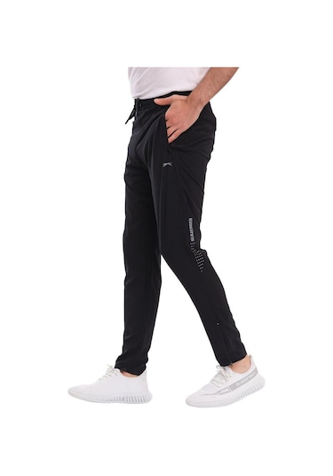 Slazenger GRIET Erkek Fermuar Cepli Dar Paça Siyah Eşofman Altı