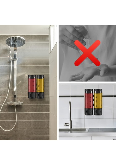 Anjiexun Şampuan Ve Saç Kremi Dağıtıcısı, Banyo Duş Dağıtıcısı 2 Siyah