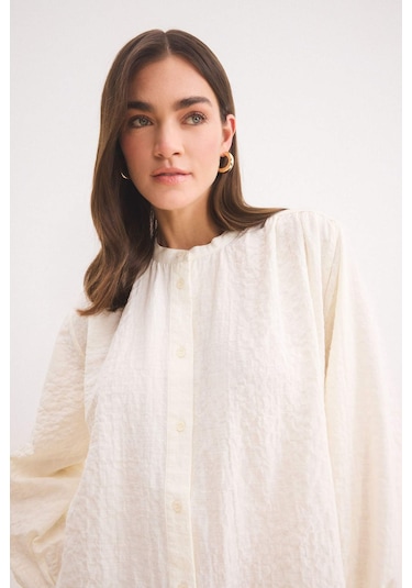 DeFacto Relax Fit Gofre Dokulu Uzun Kollu Tesettür Gömlek Tunik D4145AX25SPER105