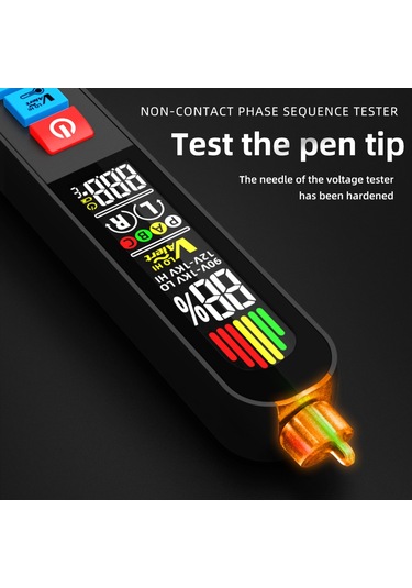 Yifomall Bsıde Avx1 Siyah Iki İşlevli Faza Sırası Testeri Ve Voltaj Tespit Kalemi - Dijital Ekran, Akıllı Tanı, Usb Şarjlı Batarya