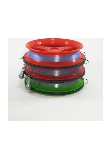 Zafer Av 3 Adet Çipura Dip Olta Kasnak Takımı 2 Iğneli 100mt 100mt-0,40mm