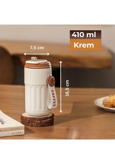 Akıllı Led Sıcaklık Göstergeli Çelik Termos/mug-400 Ml Krem