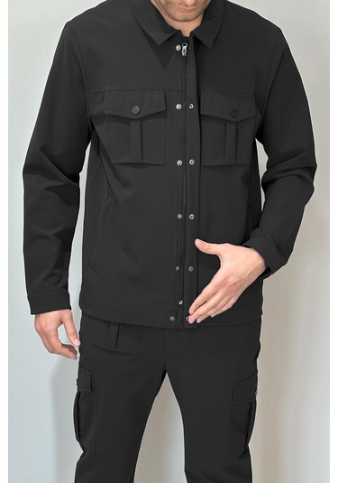 Erkek Modern Fermuarlı Üst 24720 Siyah Siyah