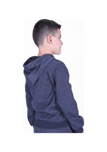 Fyk Kids Düz Kanguru Cepli Kapşonlu Sweatshirt Füme