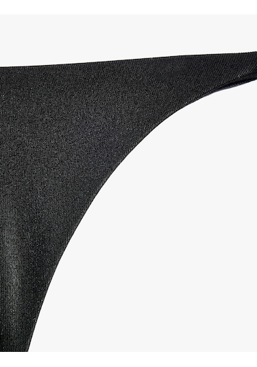 Koton Yanları Bağlamalı Parlak İpli String Mikro Bikini Altı Siyah 6sak00197mm