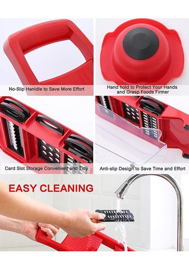 6'sı 1 Arada Mandolin Dilimleyici, Çok İşlevli Meyve Ve Sebze Kesici, Gıda Kabı İle Değiştirilebilir Paslanmaz Çelik Bıçaklar, Patates Soyucu Diğer