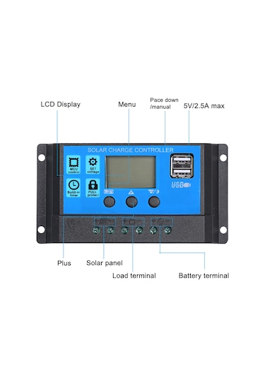 Ruicoo 40a Pwm Güneş Şarj Kontrol Cihazı - 12v/24v Otomatik Adapte, Usb 5v Çıkışlı, Akıllı Regülatör