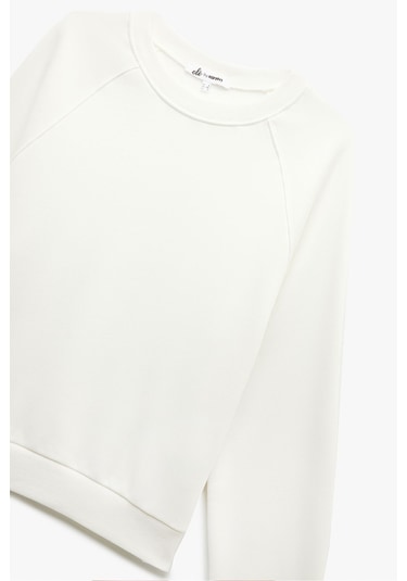 Koton Kadın Şardonlu Oversize Sweatshirt Ekru