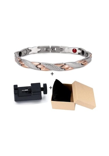 Sağlık Enerji Bilezik Erkek, Çapraz Paslanmaz Çelik, Manyetik Erkekler Altın Renk Rg Alet Kutusu Altın - Bej