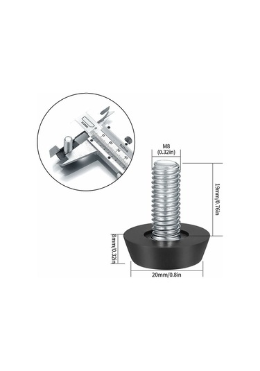 22 Adet Ayarlanabilir Mobilya Ayağı, M8 X 20 Mm Vidalı Dengeleme Ayağı, Zemin Koruyucu, Yuvarlak Taban, Sandalye Ayağı Vidaları Diğer