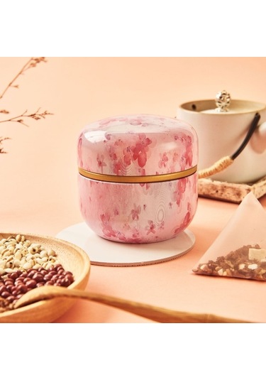 Sones Hoomın Çay Kutusu Çay Kavanozu Saklama Tutucu Çay Kutuları Matcha Kabı Mini Kahve Tozu Düzenleyici Kutular Çok İşlevli Yuvarlak Metal, Renk: Kiraz Rengi