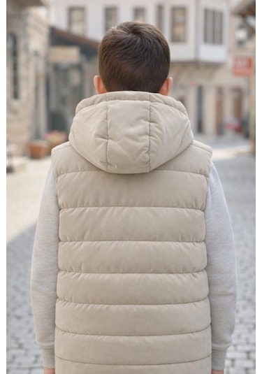 Pina Kids Erkek Çocuk Kapüşonlu Şişme Yelek Bej