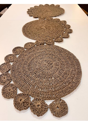 Finezza Hasır Handmade Örme Naturel Brown Runner 100 Cm - 1490