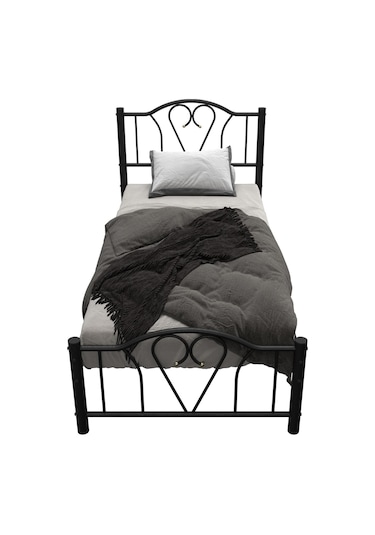 Argimo Orkide Tek Kişilik Ferforje Siyah Metal Karyola 90x190