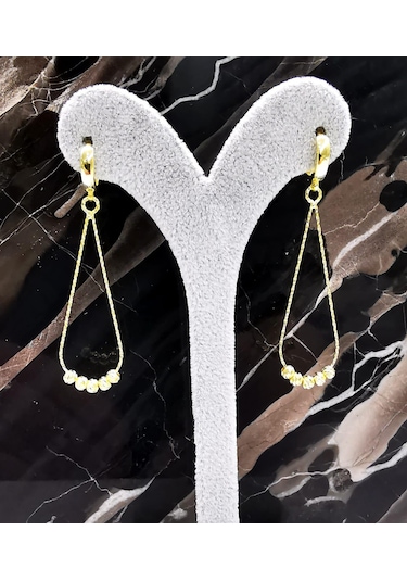 Omar Silver Kadın Gümüş Gold Altın Sallantılı Dorika Küpe Omr8505