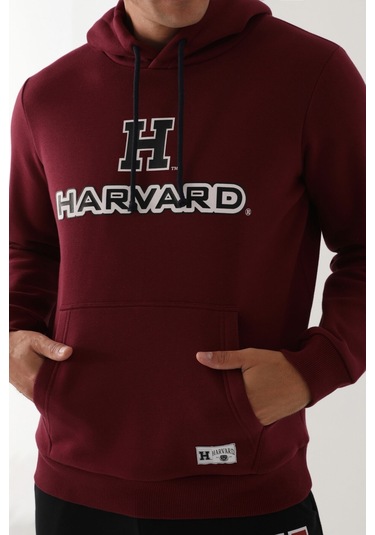 Harvard Koyu Kızıl Kahve Erkek Sweatshirt Bordo