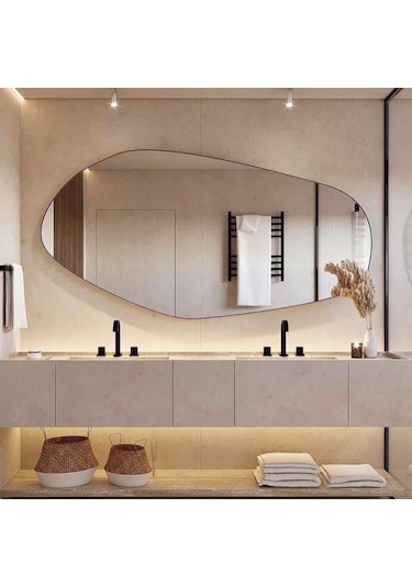 Fawdecor Amsterdam Dekoratif Duvar Aynası, Modern Ev Aynası 30 X 60 Cm Beyaz