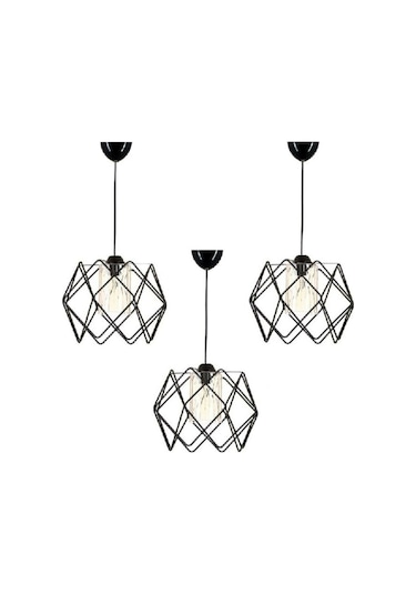 Trend Kitchen Jaka Akrilik Camlı Koza Sarkıt Avize 3 Adet Siyah