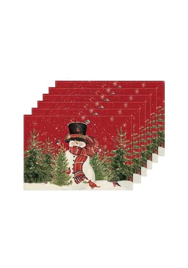 Ulzyvf Yıkanabilir Noel Masa Örtüsü Seti - 6pc 12x18cm Kırmızı Tatil Örtüsü Kırmızı