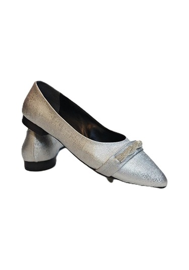 Fiyra 4006 Gümüş Örgü Taşlı Şık Düğünlük Günlük Bayan Babet Gümüş