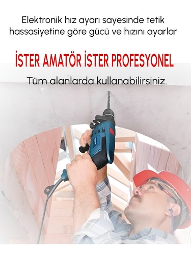 Prohummer PH250 Profesyonel Elektrikli Darbeli Matkap Mavi