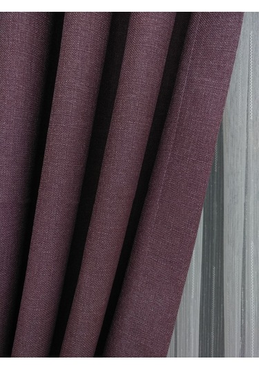 Evdepo Home Keten Mürdüm Fon Perde Tek Kanat Mürdüm