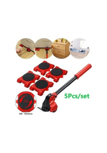 Pazly 5 Adet Sarı Mobilya Taşıyıcı 4 Mobil Silindir + 1 Tekerlek Çubuk Ev Taşıma Aracı Sarı