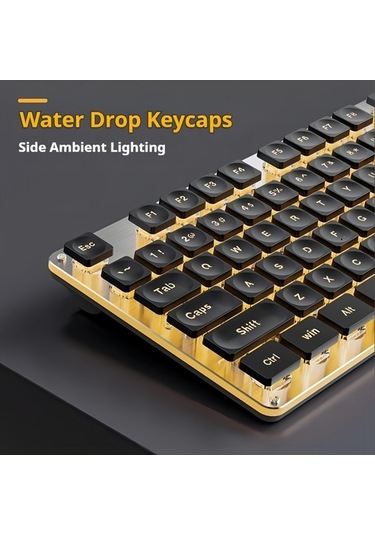 Fastbuy 104 Tuşlu Metal Panelli Ergonomik Oyun Klavyesi, Yan Ortam Işığı, Koyu Renk